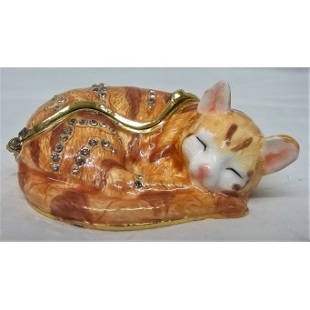 JULIANA TREASURED TRINKETS CAT TRINKET BOX – GINGER SLEEPING CAT